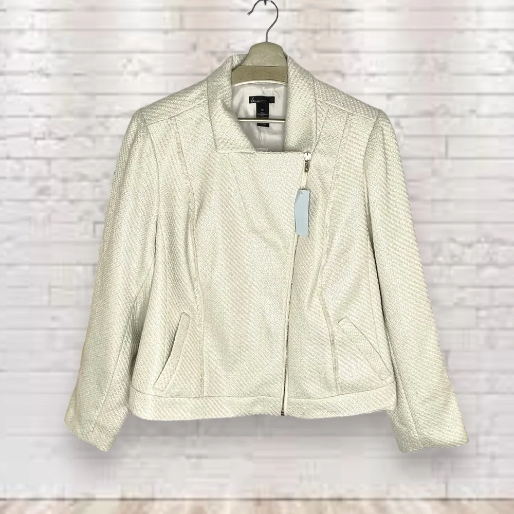 Lane Bryant Cream Tweed Moto Jacket Size 26 NWT - Picture 3 of 11